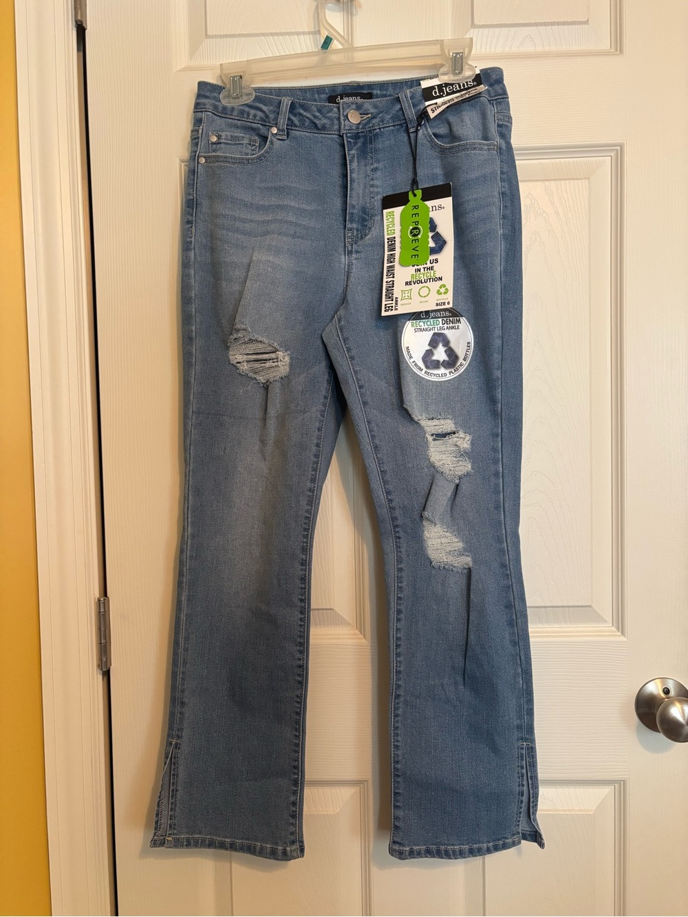 d. jeans Light Blue Distressed Wide Leg Jeans